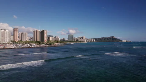 Waikiki drone fly in Stock Footage 170221693