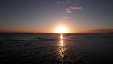 Waikiki drone sunset Stock Footage 170174827