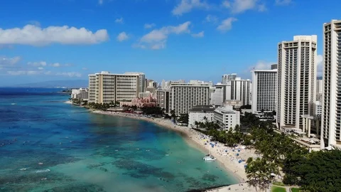 WaikikiBeachSkyline1 Vídeo Stock 114372515
