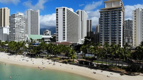 WaikikiBeachSkyline10 Vídeo Stock 114556624