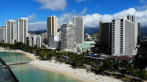 WaikikiBeachSkyline11 Vídeo Stock 114556929
