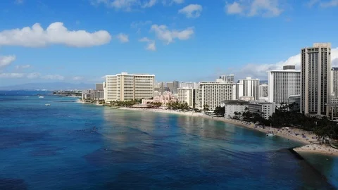 WaikikiBeachSkyline3 Vídeo Stock 114367686