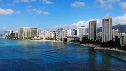 WaikikiBeachSkyline4 Vídeo Stock 114365306