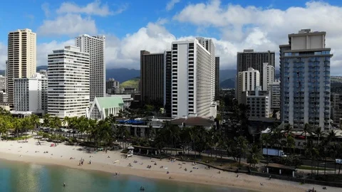 WaikikiBeachSkyline5 Vídeo Stock 114261783