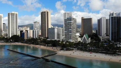 WaikikiBeachSkyline6 Vídeo Stock 114261757