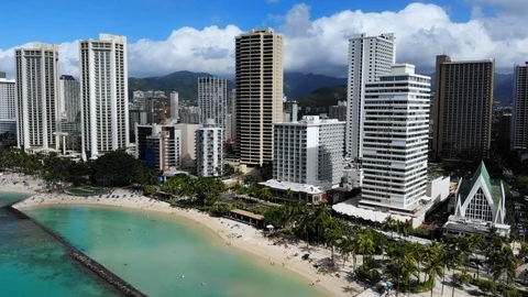 WaikikiBeachSkyline8 Vídeo Stock 114555000