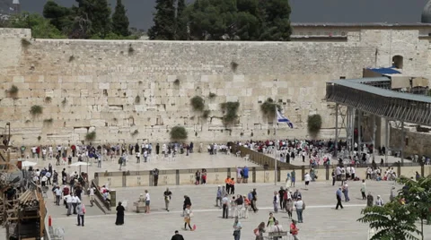 Wailing Wall in Jerusalem. old town Stock Footage 38195699