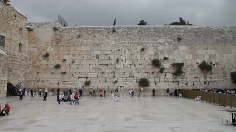 Wailing Wall in Jerusalem. old town. Stock Footage 38204199