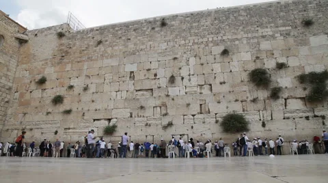 Wailing Wall in Jerusalem. old town. Stock Footage 38204661