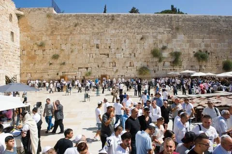 Wailing wall in Jerusalem Stock Photos