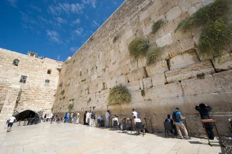Wailing wall in Jerusalem Stock Photos