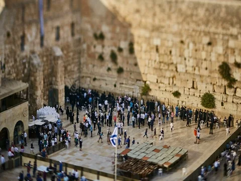 Wailing wall in Jerusalem, tilt-shift time lapse 2k Stock Footage
