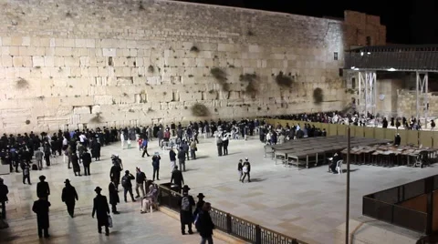 Wailing Wall at Night Stock Footage 42071437