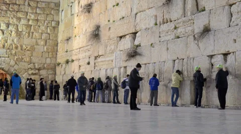 Wailing Wall (Western Wall) in Jerusalem in close-up time lapse Video stock 33736697