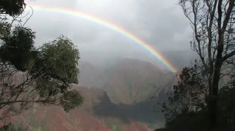 Waimea Canyon Rainbow Stock Footage 11285381