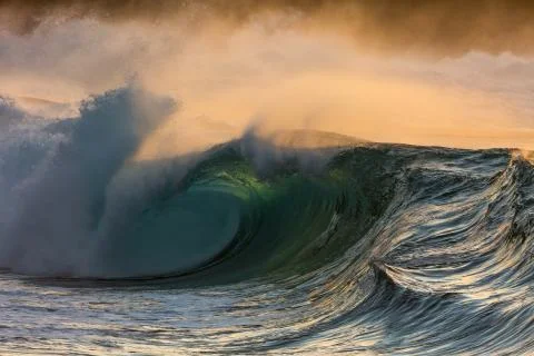 Waimea Sunset Wave Stock Photos