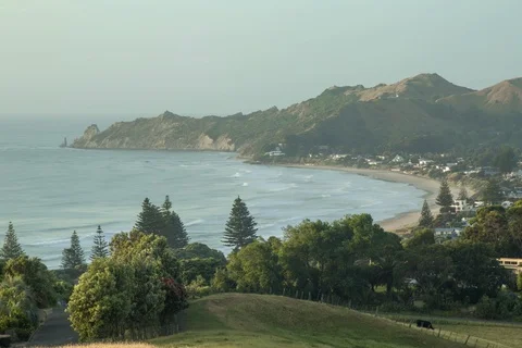 Wainui beach at dawn - timelapse Stock Footage 123554571
