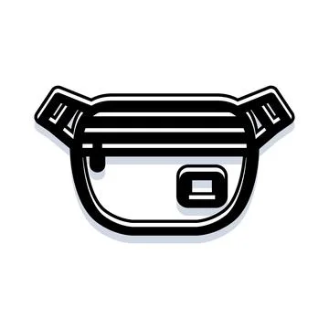 Waist bag flat vector icon with strap and zipper 스톡 일러스트
