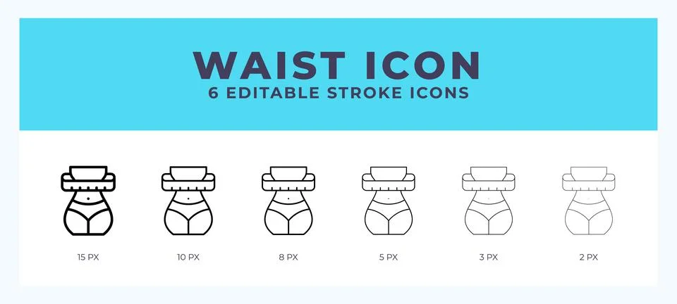 Waist icon with different stroke. Editable stroke. Vector illustration. Stock Illustration