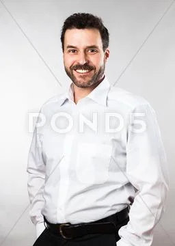 Waist up portrait of a mature adult caucasian man Stock Photos