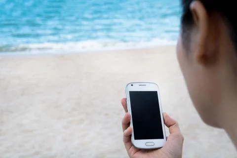 Wait for calling at the beach Stock Photos