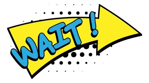 WAIT Comic Book Pop Art Arrow Banner Graphic Stock Illustration