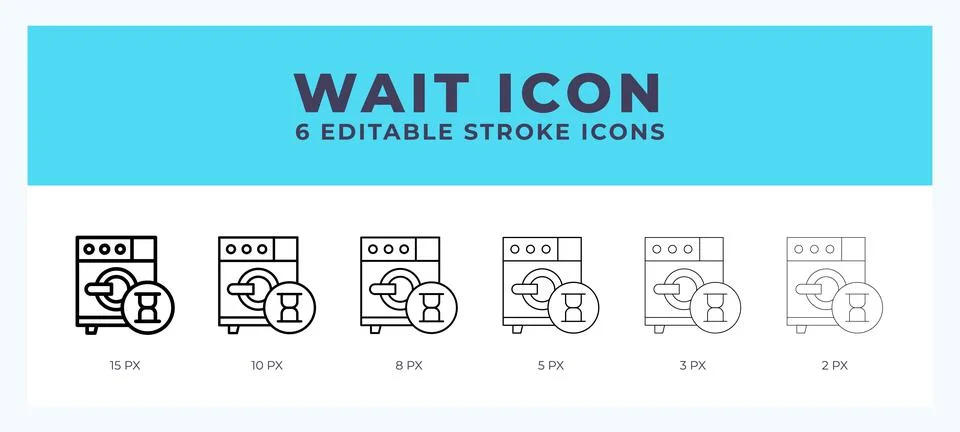Wait line icon illustrations with editable strokes. 스톡 일러스트