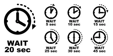 Wait, pause, period of passing time icon. Simple clock symbol with arrow meas Stock Illustration