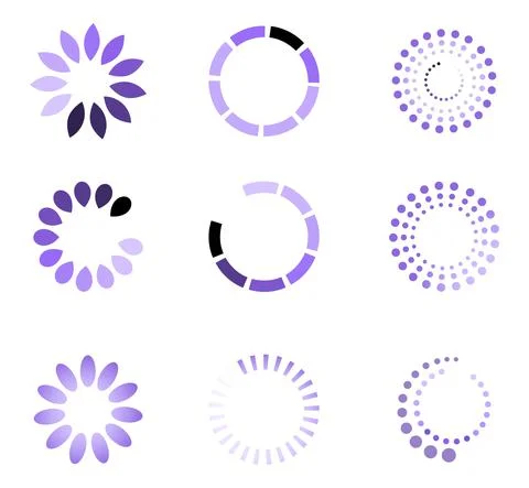 Wait Progress Streaming Loading Buffering Icons set Stock Illustration