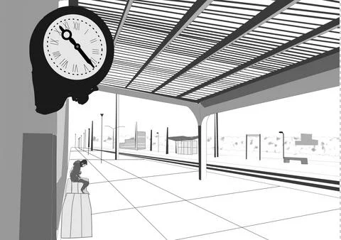 Wait on the station. Stock Illustration