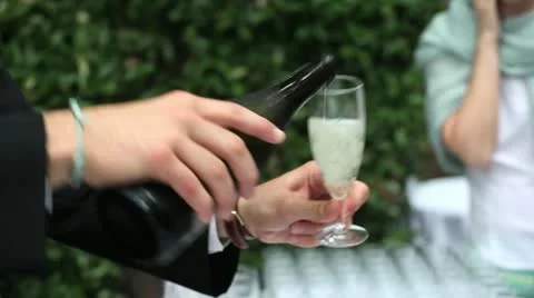 Waiter are pouring sparkling Stock Footage 10857560