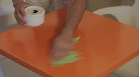 Waiter cleaning a table at restaurant Stock Footage 55503856