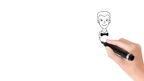 Waiter computer drawing whiteboard animation of job position Video stock 147282059