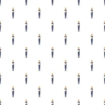Waiter concierge cartoon character pattern background serving hospitality Stock Illustration