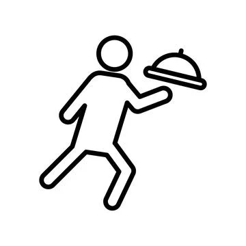 Waiter falling icon linear logo mark in black and white Stock-Illustration