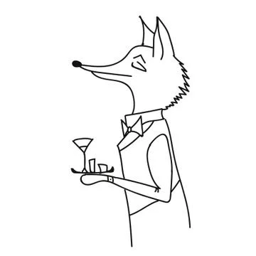 Waiter-fox Illustrazione stock
