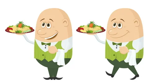 Waiter with Fried Potatoes, Seamless Loop Stock Footage 60916422