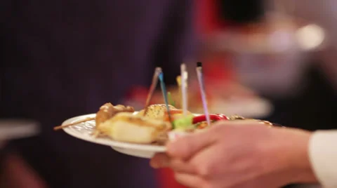 Waiter on Furshet Stock-Footage 34650161