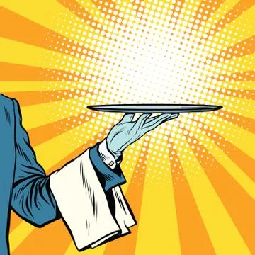 Waiter hand tray presentation Stock Illustration