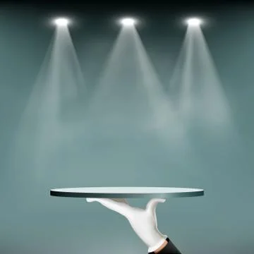 Waiter holding an empty tray. Background for presentation and advertising Stock Illustration