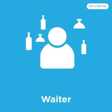 Waiter icon isolated on blue background Ilustração Stock Gratuita