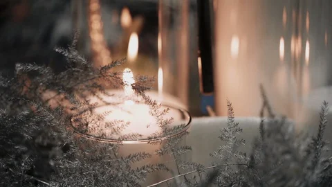The waiter lights the candle Video stock 127668114