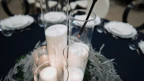 The waiter lights the candle Video stock 127668367