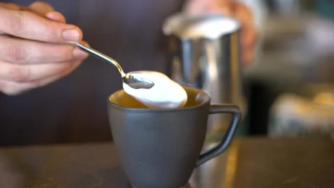 Waiter making latte Stock Footage 167587581