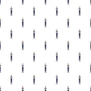 Waiter man cartoon characters repeating pattern 스톡 일러스트