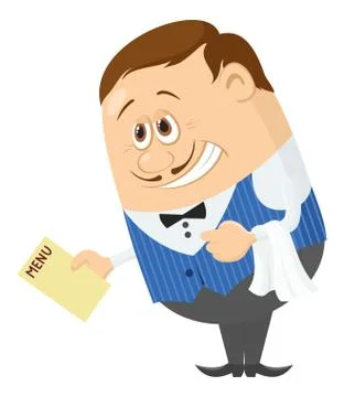 Waiter with menu Stock Illustration