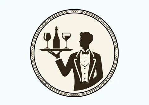 Waiter monochrome vector icon Stock Illustration