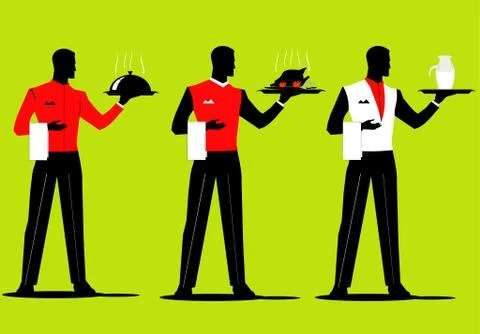 Waiter Parade  Stock Illustration