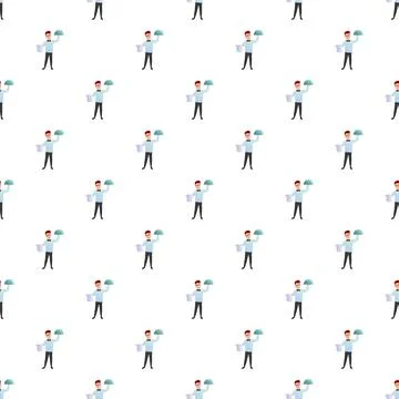 Waiter pattern serving food at restaurant and hospitality business Stock Illustration