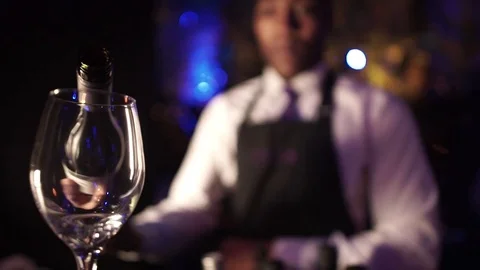 Waiter pouring a glass of red wine Stock Footage 70315853